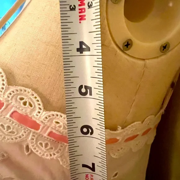 Betsey Johnson, vintage, zipper eyelet white pink dress. never worn mint. small. - Picture 11 of 14